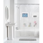 Mainstays Heavyweight Waterproof PEVA Shower Curtain with 2 Waterproof and 3 Mesh Storage Pockets, 72" x 72", Clear