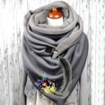 thumbnail image 2 of Women Feather Print Cotton Winter Warm Button Up Scarf, 2 of 3