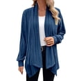 thumbnail image 1 of Yuyuzo Womens Cardigan Long Sleeve Irregular Hem Drape Open Front Knit Solid Color Cardigan Sweater Fall, 1 of 5