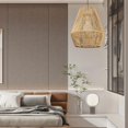thumbnail image 2 of Rope Woven Hanging Lamp Shade Light Shade Sturdy Retro Ceiling Lantern Cover Khaki, 2 of 4