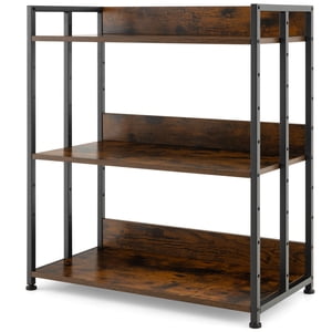 Patiojoy 3-Tier Bookshelf, Convertible Bookcase with Anti-Tipping Kits & Metal Frame, Storage Ladder Shelf for Book
