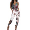 thumbnail image 1 of Kmbangi Women Sexy Jumpsuit+Printed Pattern Deep V-neck Sleeveless Overalls, 1 of 8
