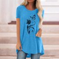thumbnail image 3 of Femmes Mode Décontractée Chemises Imprimées Manches Courtes T-Shirt Ample Hauts Tunique Blouse, 3 of 4