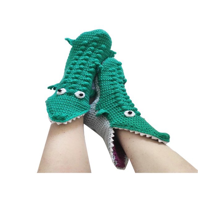 Knitted Crocodile Socks 3D Animal Socks Knitting Pattern Socks Fun Christmas Gift to Kids Adults