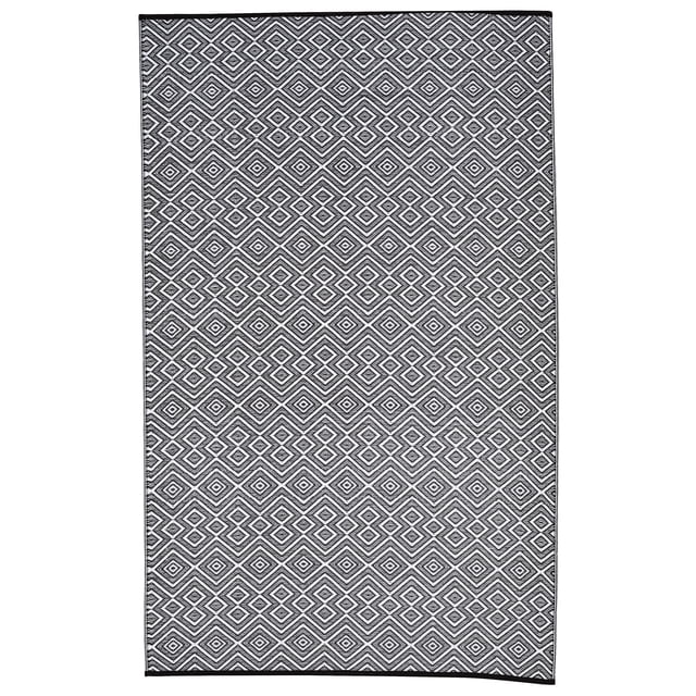 Erbanica Tapis en Plastique Réversible 6 Pieds x 9 Pieds Intérieur Extérieur Noir Blanc Mirage