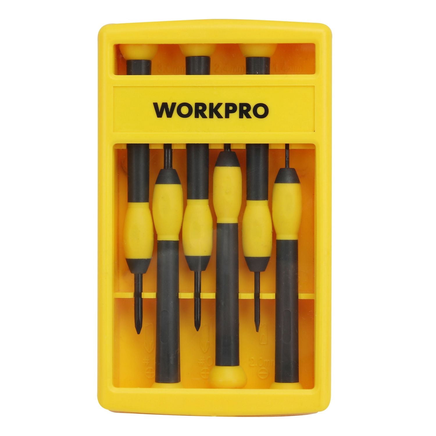 Tournevis de précision WorkPro 6 pièces, Phillips, tailles fendues, boîtier en plastique