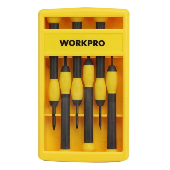 WorkPro 6-Piece Precision Screwdrivers, Phillips,Slotted Sizes,Plastic Case