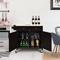 thumbnail image 4 of Costway Modern Rolling Kitchen Cart Island Wood Top Storage Trolley Cabinet Utility, 4 of 10
