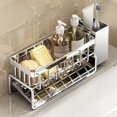 thumbnail image 4 of Kitchen Sink Organizer Rack, Multifunctional Sink Caddy Sponge Holder with Drain Tray and Towel Bar, Punch Free Countertop Storage Shelf for Dish Soap, Brushes, and Cleaning Supplies, 4 of 6
