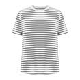 thumbnail image 3 of breaise Chandails à Rayures pour Femmes, Col Rond Décontracté, T-shirt à Manches Courtes, Été 2025, Coupe Régulière, Hauts, Blanc, P, 3 of 6