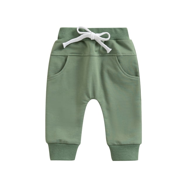 Faithtur Baby Boys Sweatpants, Elastic Waist Drawstring Solid Fall Trousers with Pockets for Casual Daily
