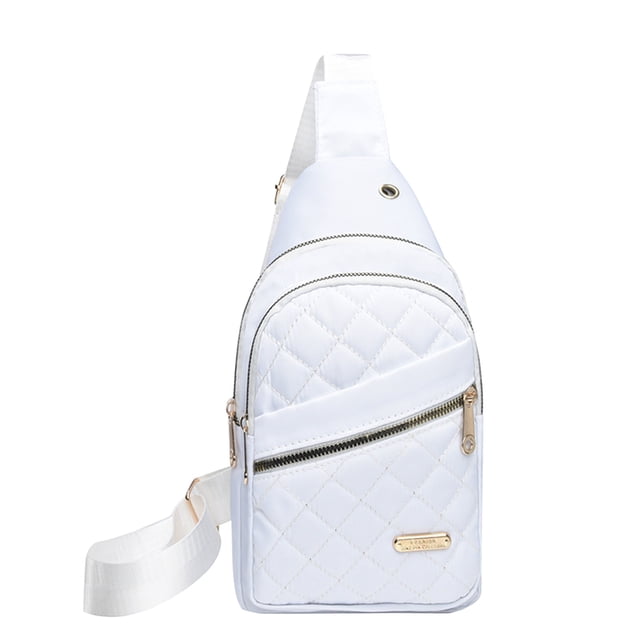 B-57 Sac de Poitrine Ergonomique Blanc pour Femmes Sac Messager Sac d'Épaule Tissu Polyester Imperméable Léger Résistant à l'Usure Multiples Compartiments Port pour Écouteurs Essentiel pour Aventures en Plein Air #MJVHi