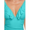 thumbnail image 4 of Maillots de Bain une Pièce à Volants pour Femmes Monokini Froncé Col en V, 4 of 6