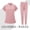 Pink_011, variant on Ktyne Scrubs Sets for Women Stretchy Nursing Uniform Short Sleeve Scrub Top & Pants Solid Color Scrub Suit with Multi Pocket Wine M