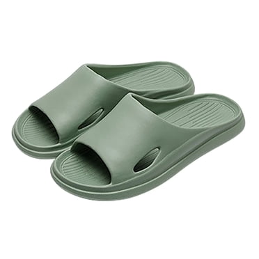 Ediodpoh Pantoufles pour Hommes et Femmes Pantoufles de Salle de Bain Pantoufles Ménagères Pantoufles de Maison Confortables Été Plage Couleur Unie Semelle Plate Sandales de Maison Pantoufles pour Femmes Vert 5.5