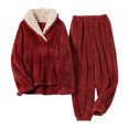 thumbnail image 1 of kurtrusly Pyjama en Molleton de Corail Doux et Confortable pour les Femmes pour Réchauffer l'Hiver Durable Pyjama en Velours Chaud Mis en Pyjama Viné, 1 of 6