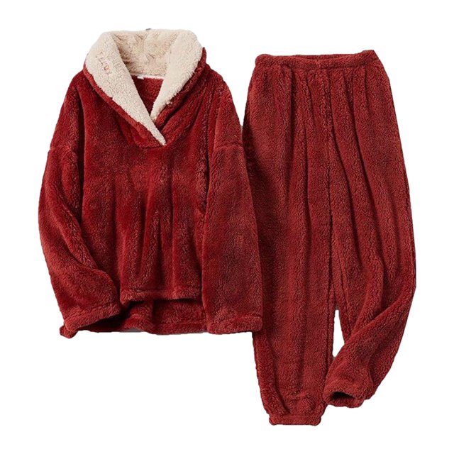 kurtrusly Pyjama en Molleton de Corail Doux et Confortable pour les Femmes pour Réchauffer l'Hiver Durable Pyjama en Velours Chaud Mis en Pyjama Viné
