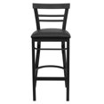 thumbnail image 3 of HERCULES Series Black Two-Slat Ladder Back Metal Restaurant Barstool - Black Vinyl Seat, 3 of 9