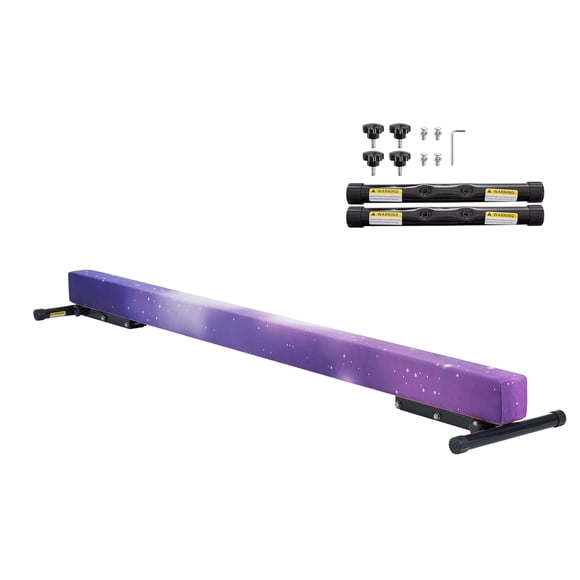 KFFKFF Adjustable Balane Beam for Kids, 8FT Gymnastics Beam, High and Low Floor Beams of 5 Adjustable Heights for All Gymnastic Levels, Galaxy