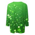 thumbnail image 4 of Diufon T-Shirts de la Saint-Patrick pour Femmes, Grande Taille, Imprimé Trèfle, Manches 3/4, Col Rond, 4 of 5