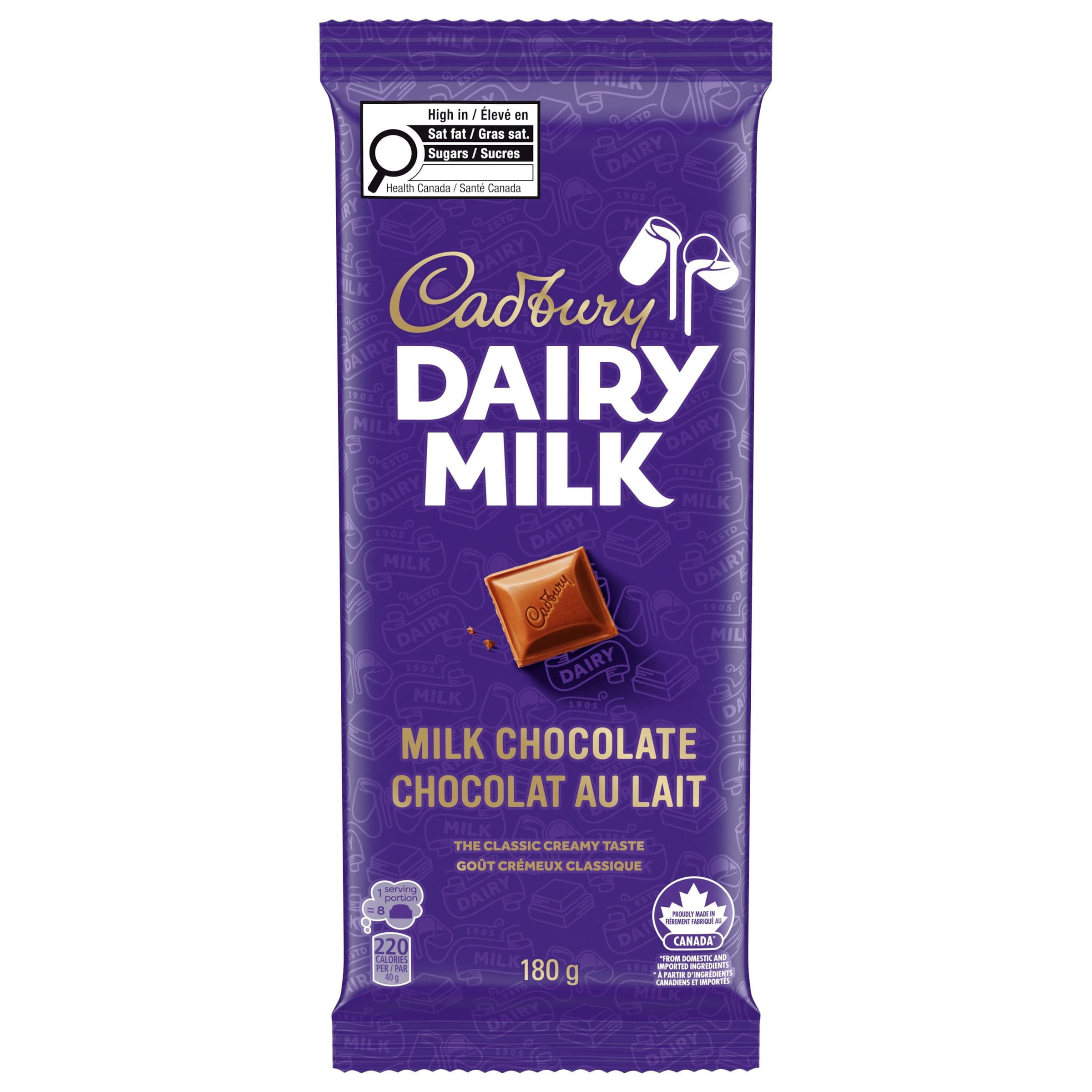 CADBURY DAIRY MILK, Milk Chocolate Bar, Milk Chocolate, CADBURY Chocolate Bar, 180 g