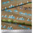 thumbnail image 3 of Soimoi Polyester Crepe Fabric Tree,House & Raindrop Nature Print Sewing Fabric Yard 52 Inch Wide, 3 of 3
