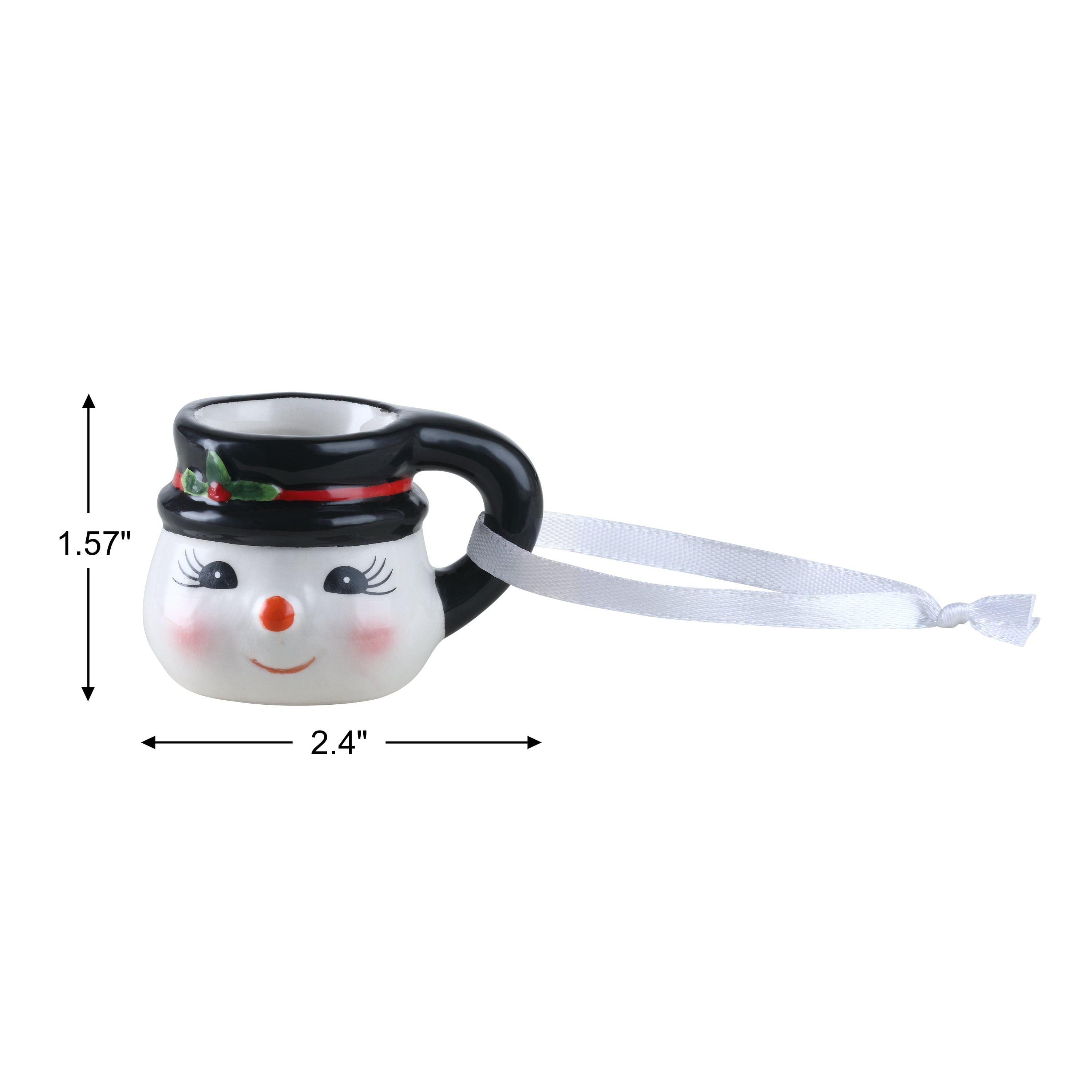 Mr. Christmas Décoration miniature en céramique en forme de bonhomme de neige, 1,5 po, pour tasse, blanc