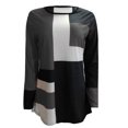 thumbnail image 5 of Yuyuzo Chemises Femmes Manches Longues Col Rond Mode Couleur Bloc Patchwork Tops Casual Baggy Shirts, 5 of 5