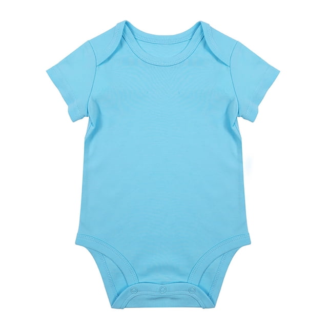 MIASHUI Cache-Couche à Manches Courtes Uni pour Bébé Unisexe Garçon Fille, Bleu Ciel, 9-12 Mois