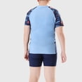 thumbnail image 2 of Baby Boy Swimsuit Plus Size Pool Hot Spring Short Sleeve Printed Tops Swim Trunks Split Swimwear Set Boys Bathing Suit Blue 140, 2 of 9