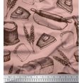 thumbnail image 1 of Soimoi Modal Satin Fabric Rolling Pin,Wheat & Sandwich Bread Food Decor Fabric Printed Yard 42 Inch Wide, 1 of 3
