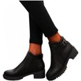 thumbnail image 4 of Chaussures Décontractées Confortables pour Femmes à Bout Rond avec Fermeture Éclair, Unies, Bottines à Talon Moyen Confortables, 4 of 9