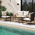 thumbnail image 1 of Costway 4 PCS Patio Conversation Set with Coffee Table Solid Acacia Wood Armrests Tabletop, 1 of 10