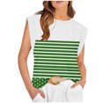 thumbnail image 1 of Scyoekwg Débardeurs Décontractés pour Femmes Débardeurs à Col Rond Hauts Sans Manches Hauts pour Dames Camisoles T-Shirts à Rayures Patchwork T-Shirt Graphique Ample Blouses Décontractées d'Été (Vert,P), 1 of 4