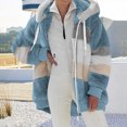 thumbnail image 2 of FAIWAD Women's Full Zip Fuzzy Fleece Hooded Coat Color Block Drawstring Fall Winter Warm Coat with Pockets, 2 of 6