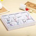 thumbnail image 3 of Youkk Bracelet Box Watch Pendant Stud Earring Tray 12 Grid Plate with Pillow Jewelry Organizer Multifunction Packing Tool Case Gray velour Gray velour, 3 of 6