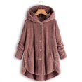 thumbnail image 2 of Womens Cardigan Plus Size Button Plush Tops Hooded Loose Cardigan Wool Coat Winter Jacket Navy Xl, 2 of 7