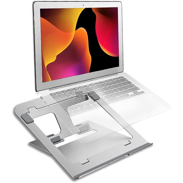 Support pour Ordinateur Portable, Support Ergonomique en Aluminium Réglable avec Caoutchouc Antidérapant, Compatible avec Ordinateurs Portables 10-15.6, Argent
