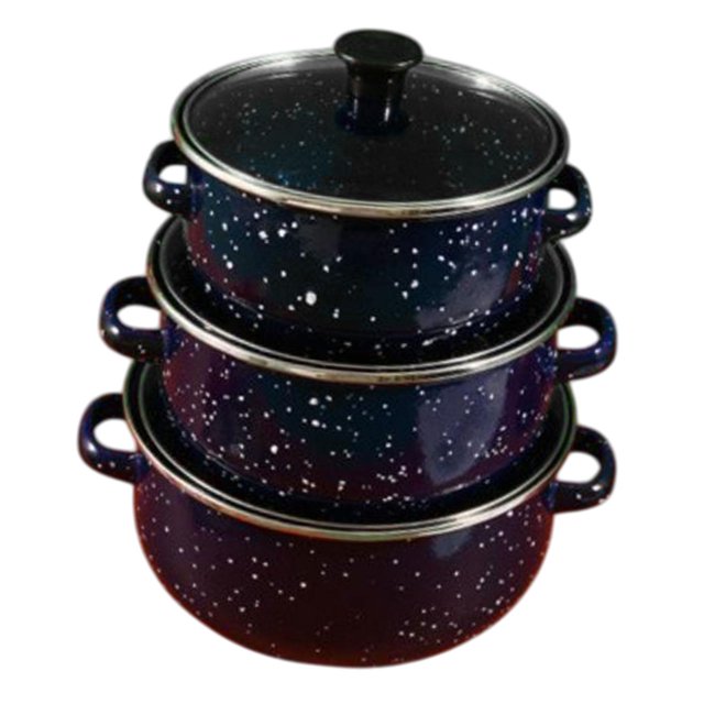 Siruishop 3 Pieces Enamel Stockpot with Lid Slow Cooker for Restaurant Wedding Kitchen blue