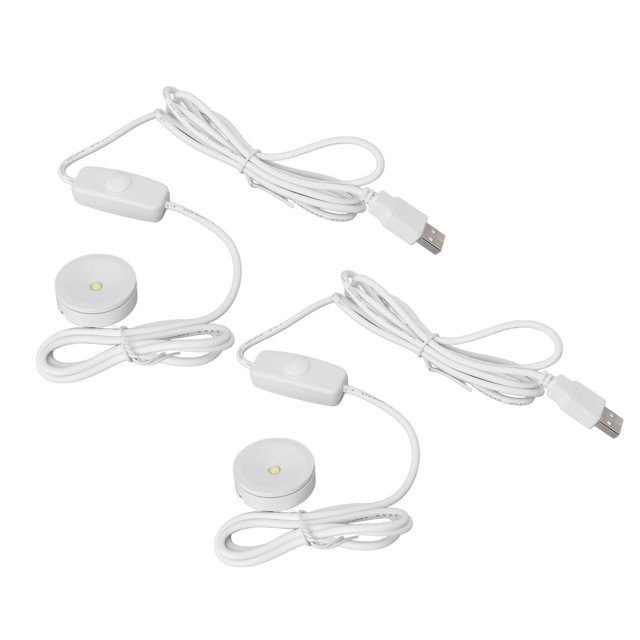 2PCS Dimmable USB 5V LED Spot Lights with 6.6FT Cable, Bright Light Eye Protection, Easy Installation, Professional Small Spotlight for Display Cabinet, Jewelry Cabinet, Cupboard