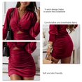 thumbnail image 1 of Womens Twist Knot Cutout Bodycon Dress V Neck Casual Ruched Bodycon Dress, 1 of 8