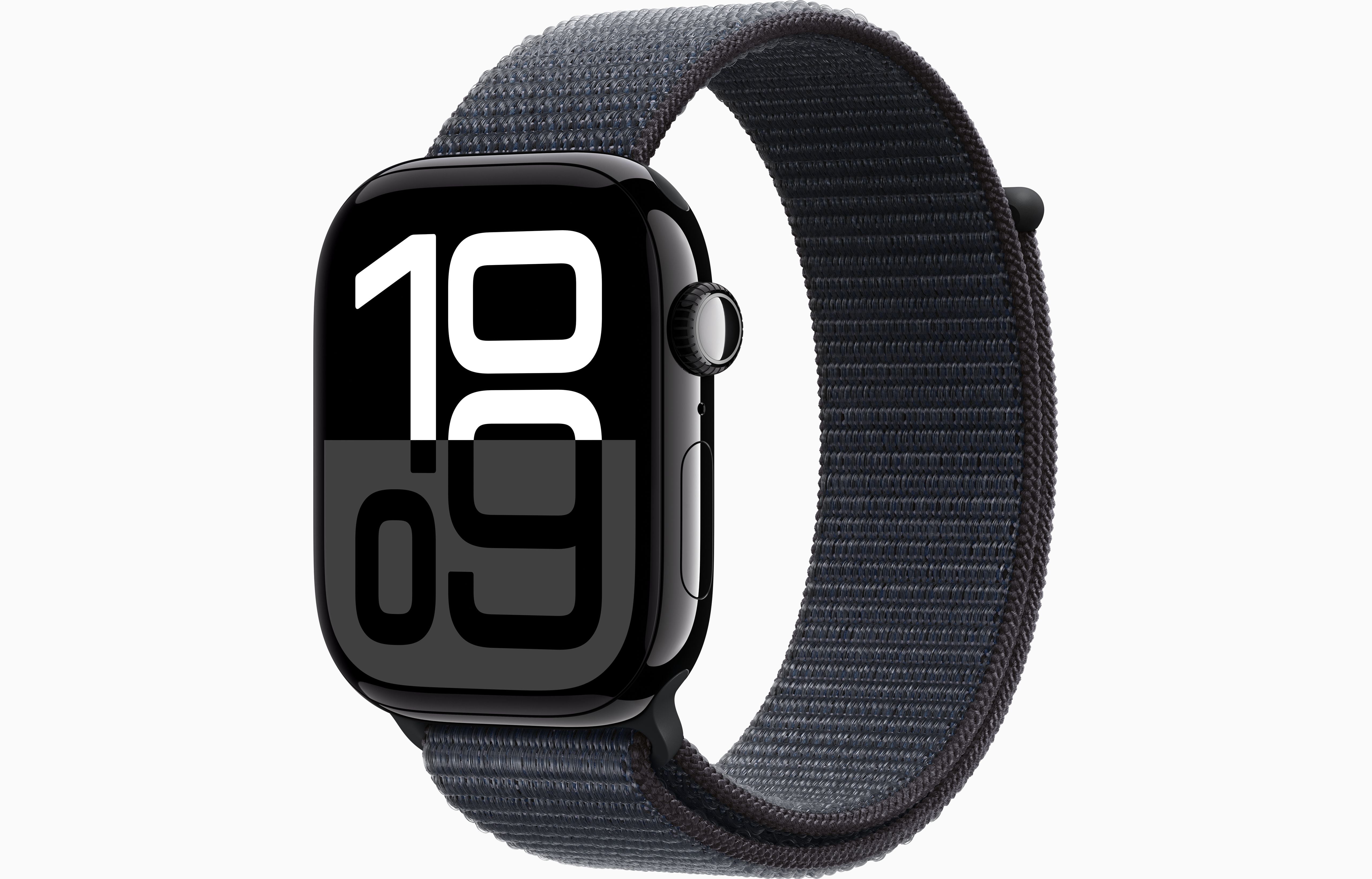 Restored Apple Watch Series 10 GPS 46mm Jet Black Aluminum Case with Sport Loop - Refurbished Fair