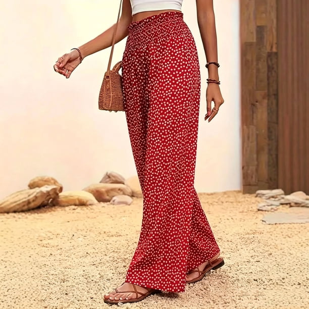 Sevevn Womens Wide Leg Pants Palazzo Casual Flowy Elastic Waist
