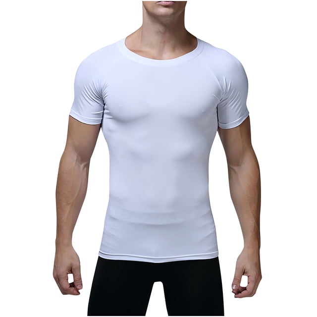 Birdeem Chemises pour Hommes Chemises d'Été Unies Ajustées Sport Train Manches Courtes Col Rond