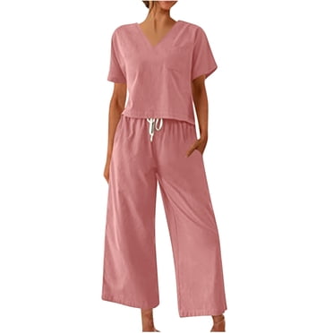 Pisexur Pyjamas pour Femmes Ensemble Été Décontracté 2 Pcs Ensembles de Pyjama, Tenue de Détente Vêtements de Nuit Ensembles de Pjs pour Dames avec Poches