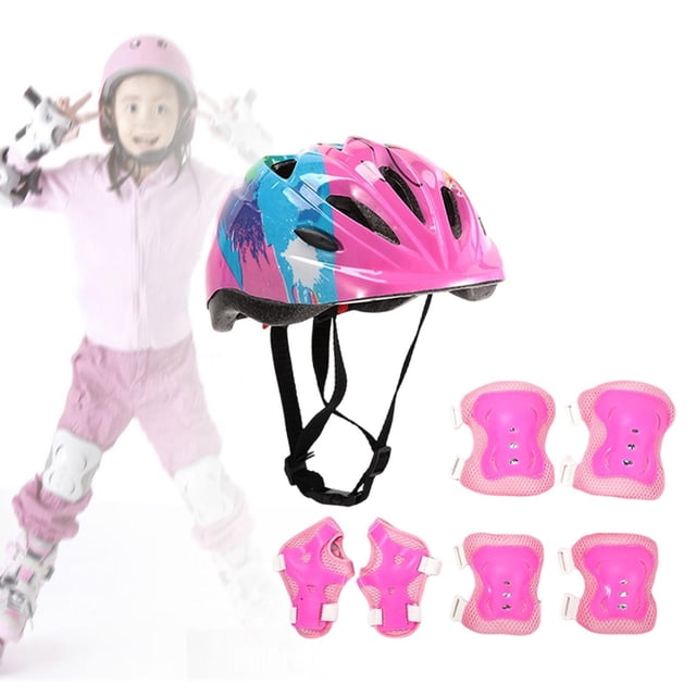 Quzzie Kids Sport Protective Gear Multipurpose Adjustable Kids Bike Helmet Set for Bike Pink