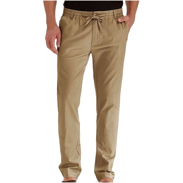 Men's Business Loose Large Size Elastic Waist Cotton All-match Solid Color