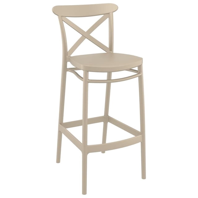 Compamia Cross Tabouret de Bar Contemporain en Résine pour Intérieur et Extérieur - Ensemble de 1, Taupe