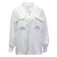thumbnail image 3 of IROINNID Rabais T-Shirt à Manches Longues en Polyester pour Femmes, Décontracté, à Lacets, avec Poche, Col Rond, Haut/chemise, Blanc, 3 of 4