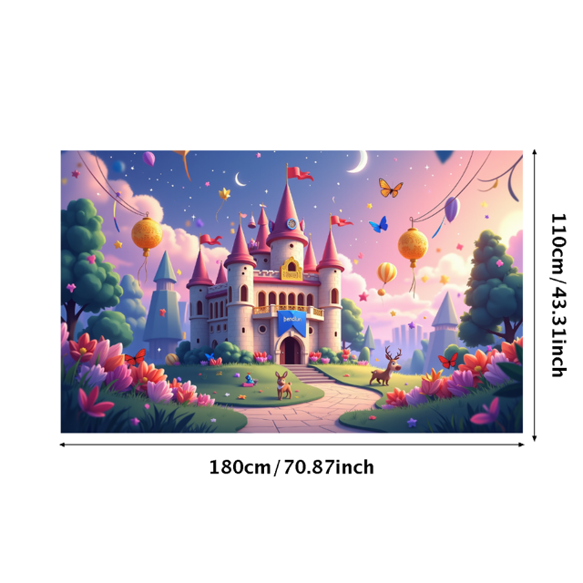 Fairytale Castle Backdrop Banner for Kids Party Wedding Photo Shoot Birthday Decoration Events Magical Background Props